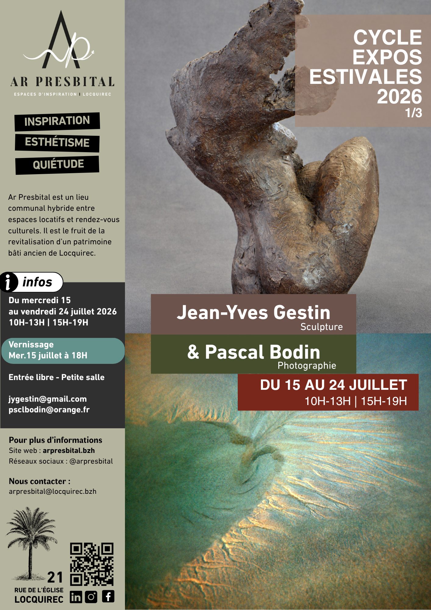 EXPOSITION SCULPTURE & PHOTOGRAPHIE AVEC JEAN-YVES GESTIN & PASCAL BODIN